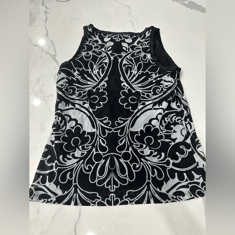 INC International Concepts black and white floral tank size small - Picture 3 of 3